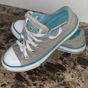 Gray and aqua unisex toddlers converse size 13